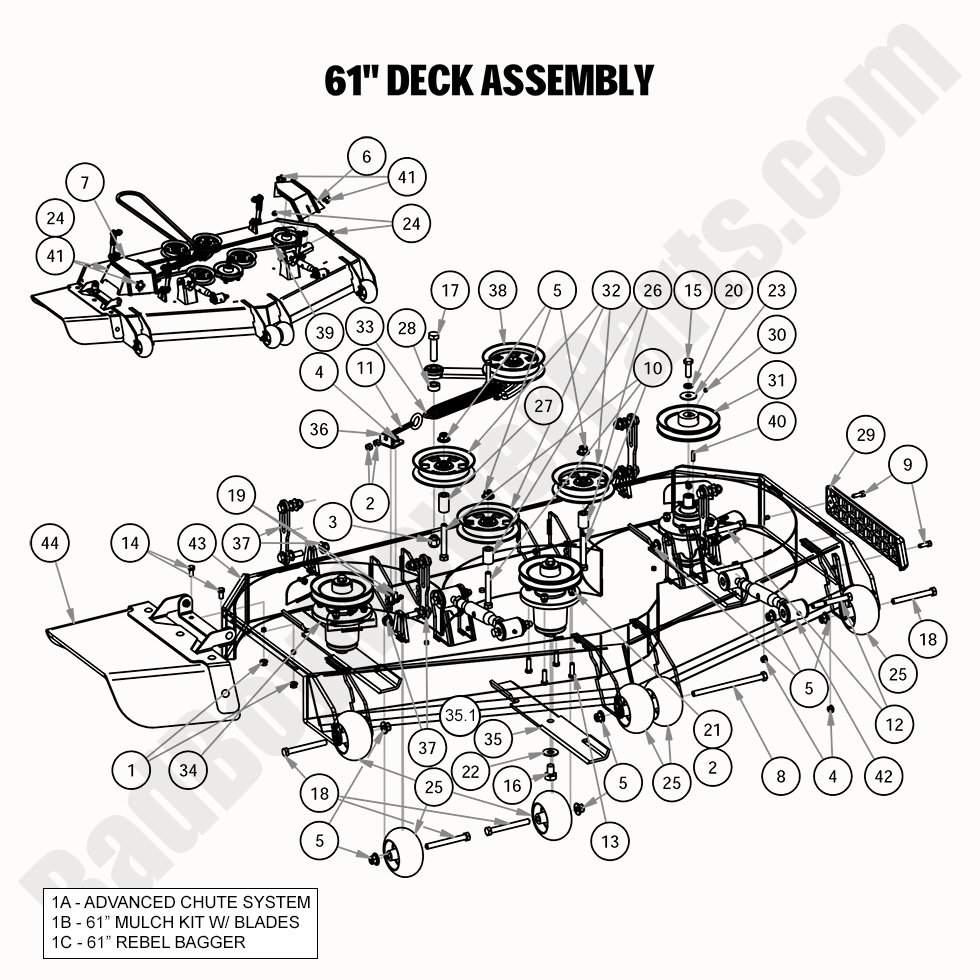 2279 - Bad Boy Mower Parts Lookup > 2020 > Rebel > 61\" Deck Assembly